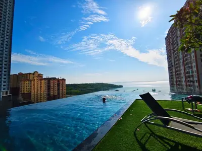 a view of a large body of water from a building at Near Georgetown with Beautiful city view 2 room fit 4 to 7 pax in Jelutong