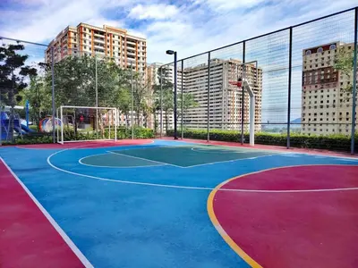 a basketball court in a city with tall buildings at Sea & City View New Condo in Georgetown 3br 10 pax in George Town