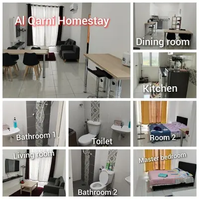 a collage of different pictures of a room at Al Qarni Homestay 1 in Ipoh