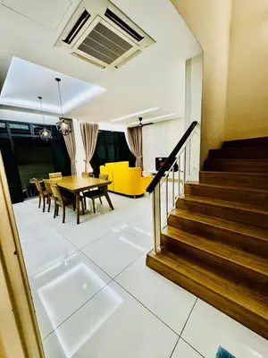 a living room with a table and a dining room at Perfect for Groups! 5BR Villa Near Beach BBQ 20Pax in Batu Ferringhi