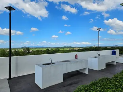 two sinks sitting on top of a white wall at New Metropol 3 Bedrooms Pool View in Bukit Mertajam
