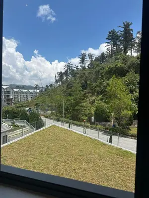 a view of a park from a window at Adik Aisyah cameron semi-D goleden hill homestay in Brinchang