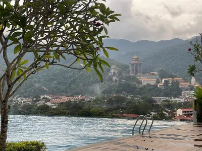 a view of a body of water with a city at Studio 2bed4pax KekLokSi View in Ayer Itam