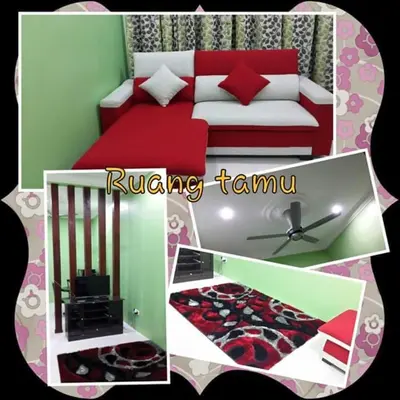 a collage of pictures of a living room with a couch at Zara's Homestay in Kuala Kurau