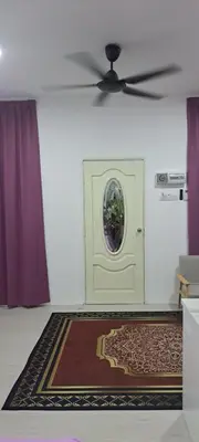 a room with a white door with a window at Teratak Sumayyah 1 - For Islam Only - Pondok Lenggong in Kampong Banggol Belimbing