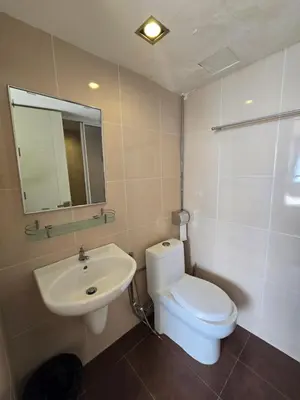 a bathroom with a white toilet and a sink at Sunshine Seaview Apartment in Batu Ferringhi