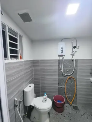 a bathroom with a toilet and a shower at Rumah Pak Syed in Ipoh