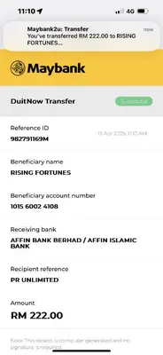 a screenshot of the may bank website at Camping River View in Gua Sai