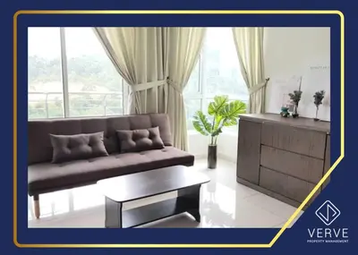 a living room with a couch and a coffee table at The Haven Resort 3 rooms renovated suite in Tambun