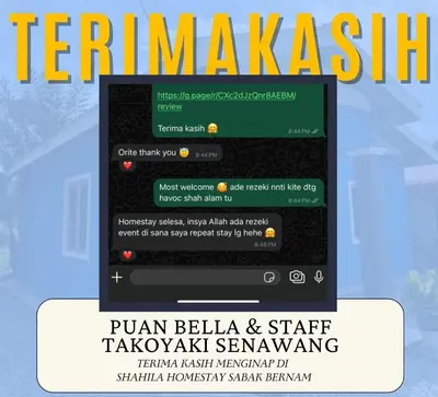 a screenshot of a cell phone screen with a website at Shahila Homestay Sabak Bernam Islamic-friendly