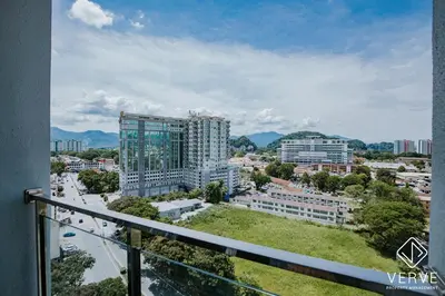 a view of a city from a balcony at Ipoh Town ICC Premium Suites by Verve 2B2B in Ipoh