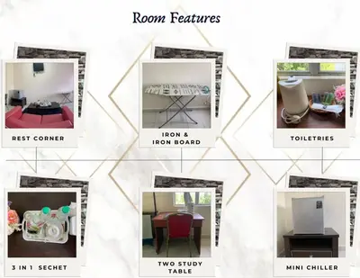a collage of pictures of rooms in a house at Railway Hostel in Batu Gajah