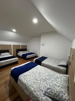 a room with three beds in a room at Ereens guest house Cameron highland in Brinchang