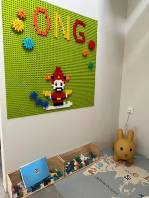 a childs room with a lego game on the wall at Moonine Homes Taiping in Kamunting