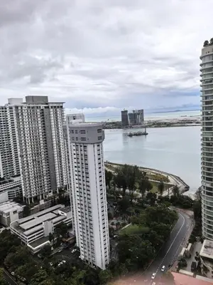 an aerial view of a city with a body of water at City Sea View 2R2B Georgetown Gleneagle 9pax in George Town