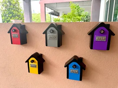 a wall with different colored bird houses on it at MU Homestay in Simpang Ampat