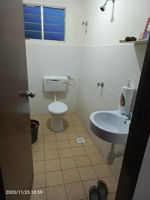 a bathroom with a toilet and a sink at Homestay No 68 Raub in Raub