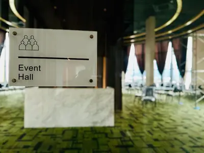 a sign that says event hall in a building at urban suites 3 bedroom 10pax a29 in Jelutong
