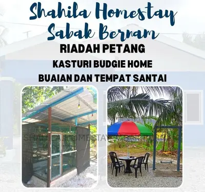 a house with a tent and a table and chairs at Shahila Homestay Sabak Bernam