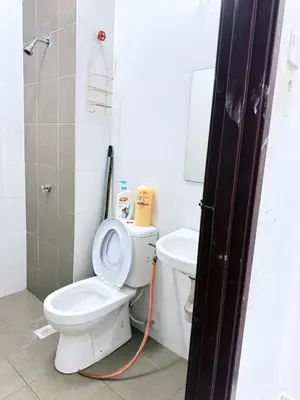 a bathroom with a toilet and a sink at Seri Pinggiran HOMESTAY Bertam Perdana in Kepala Batas