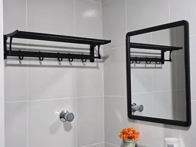 a bathroom with a shower with a mirror at b03 The Anderson Ipoh Family Stay 2BR in Ipoh
