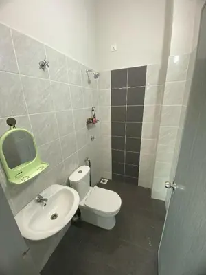 a bathroom with a white toilet and a sink at Tropika Homestay Ipoh in Ipoh