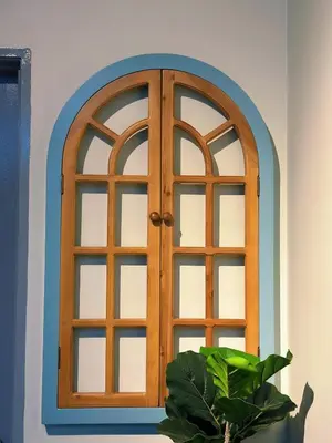 a wooden door with a window in a room at #15mins walk to Kea Farm#4bedrooms4bathrooms#10pax in Brinchang