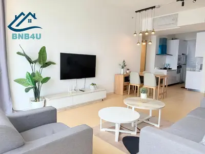 a living room with a couch and a tv at Beacon 2 bedroom at Jalan Sungai Pinang George Town Penang in George Town