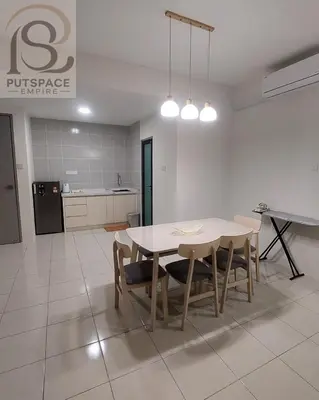 a kitchen and dining room with a table and chairs at Putspace Empire-Bandar Baru Putra, Ipoh Perak in Ipoh