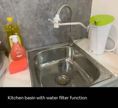 a kitchen sink with a kitchen basin with water filter function at Bukit Mertajam 1 pax Salesman 5pm to 8am Room in Bukit Mertajam