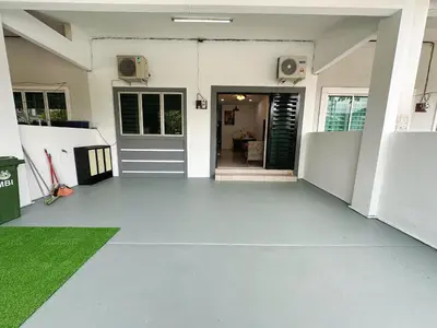 a front door of a house with a driveway at Ipoh Pengkalan Homestay in Ipoh