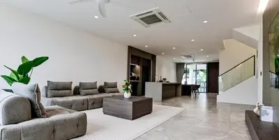 a living room with a couch and a table at Modern Luxury Villa Hinai by Simple Sanctuary in George Town