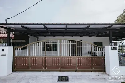 a wooden gate with a wooden fence on a house at Ipoh Midtown 66 Playhouse by Verve in Gua Sai
