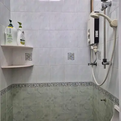 a bathroom with a shower with a soap dispenser at Setia Arena Penang, Queensbay, Airport, Bridge, Wetmarket, Nasi Kandar in Bayan Lepas