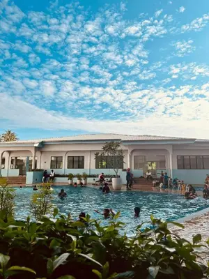 a group of people in a swimming pool at Seaview mutiara melaka Pantai puteri in Gua Sai