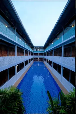 a large swimming pool in an empty building at Joe Fisherman Inn in Pangkor