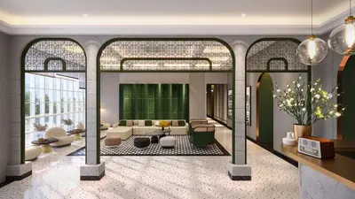 a rendering of a living room with a couch at Stallionz by KLIQ in Ipoh