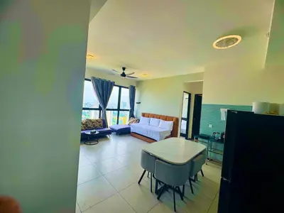 a living room with a table and a couch at Luxury 3BRHighFloor CityView10 Pax StylishSpacious in George Town