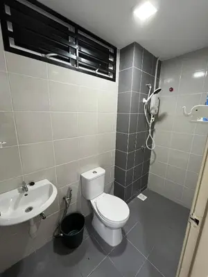 a bathroom with a toilet and a sink at NN Homestay Tasek Gelugor in Kampong Selamat