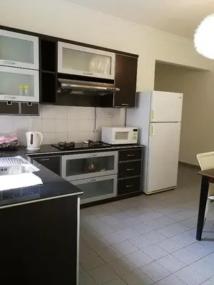 a kitchen with stainless steel appliances and a white refrigerator at Isabella Villa George Town Penang in George Town
