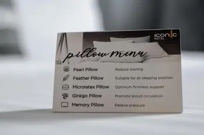 a box of pillow new pillows on a table at Iconic Hotel in Bukit Mertajam