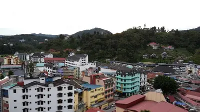 an overhead view of a city with buildings at Lacy's Crown Imperial Court Apartment in Cameron Highlands