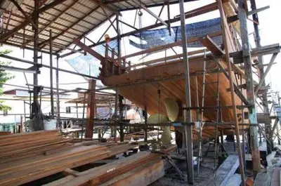 a building being constructed with a wooden structure at Pangkor Lot 10 Vacation Studio in Pangkor