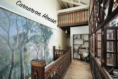 a store with a mural of trees on the wall at Carnarvon House in George Town