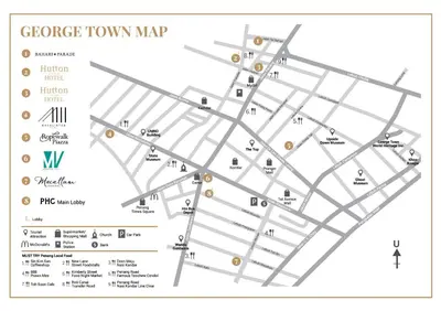 a map of the grocers town map at Bahari Parade Hotel Managed by The Ascott Limited in George Town