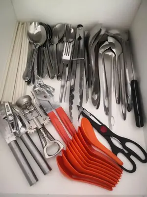 a drawer filled with lots of kitchen utensils at My Homestay S1311 - Golden Hills Night Market in Cameron Highlands