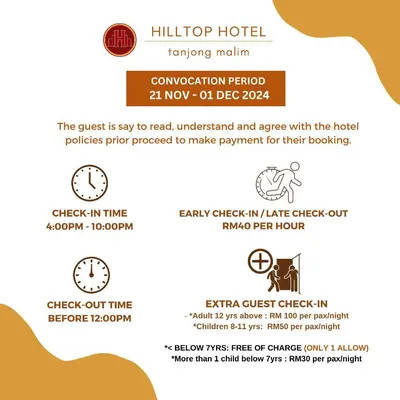 a brochure for a hotel with a diagram of the hotel at Hilltop Hotel Tanjung Malim in Tanjung Malim