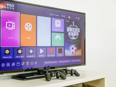 a flat screen tv sitting on top of a table at Penang Straits Garden Condominium Georgetown in George Town