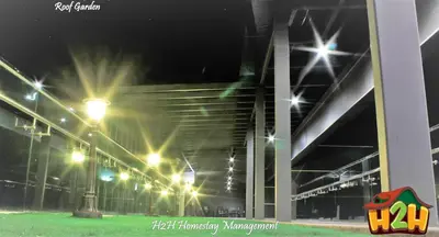 a row of lights in a stadium at night at H2H - TT Court Majestic Ipoh in Ipoh