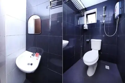 two pictures of a bathroom with a toilet and a sink at Heaven Mountain Hill Hotel 1 Cameron Highlands in Cameron Highlands